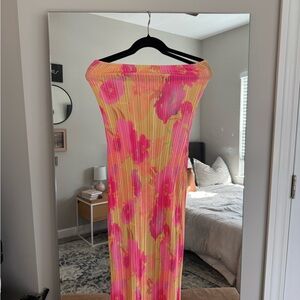 Vibrant Floral Off-Shoulder Dress